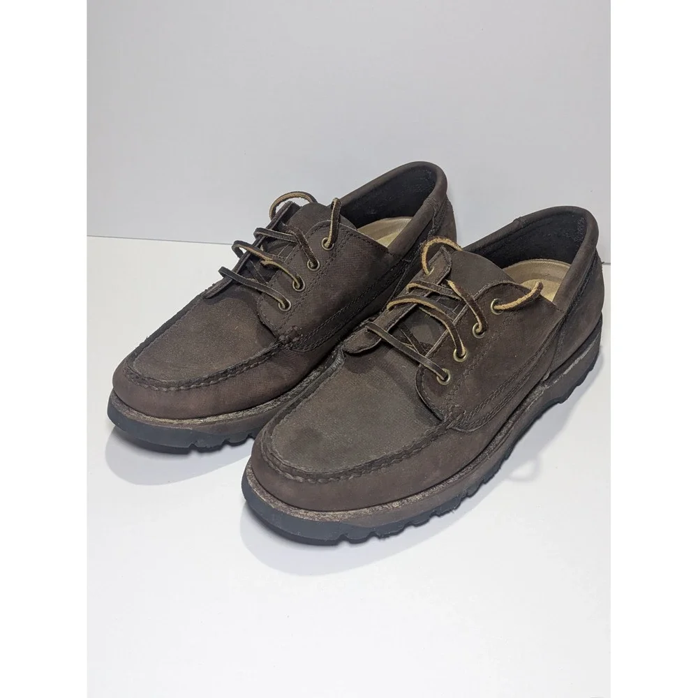Rockport XCS Mens 10 M Brown Leather Boat Shoes Vibram Sole Vintage M3211